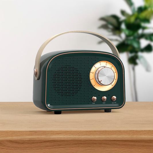 ',,,,._ SI-26744 Mini Retro Fm Radio & Bluetooth Multifunction Speak: DK GREEN-171818 / OS