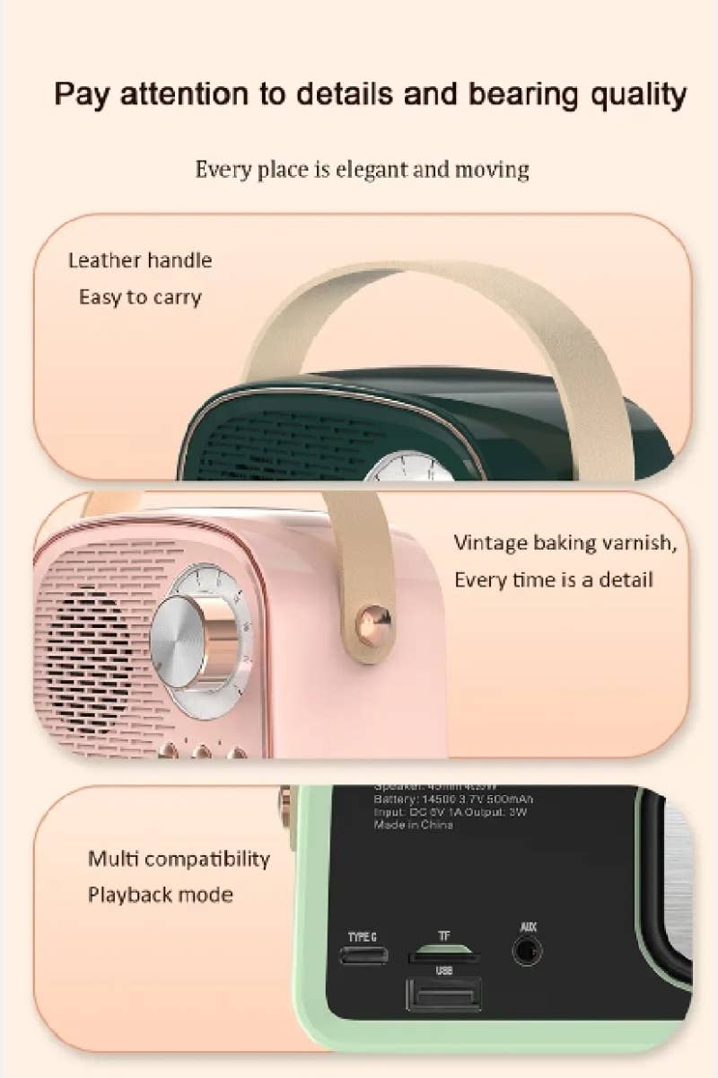 ',,,,._ SI-26744 Mini Retro Fm Radio & Bluetooth Multifunction Speak: MINT-171819 / OS