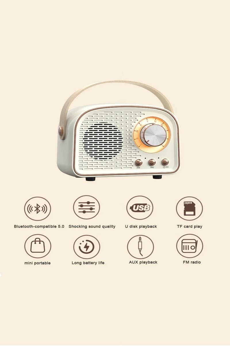 ',,,,._ SI-26744 Mini Retro Fm Radio & Bluetooth Multifunction Speak: MINT-171819 / OS