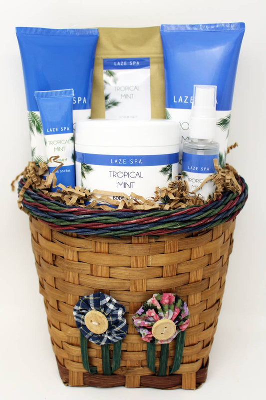 Northwoods Food and Gift Enterprises - Spa Gift Set in a basket: Tropical Mint