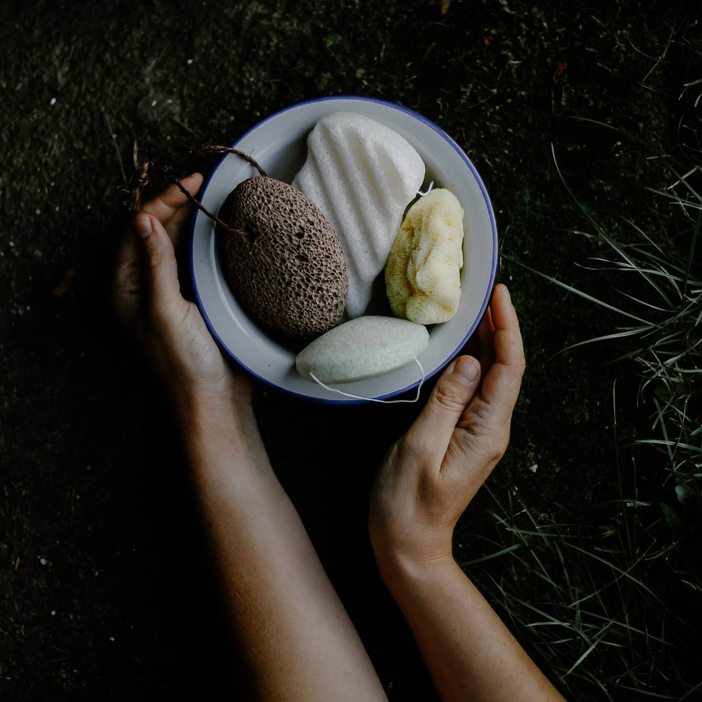 Pumice volcano, dark, sustainable, pedicure spa