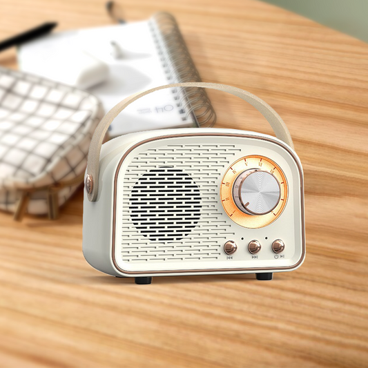 ',,,,._ SI-26744 Mini Retro Fm Radio & Bluetooth Multifunction Speak: IVORY-171821 / OS